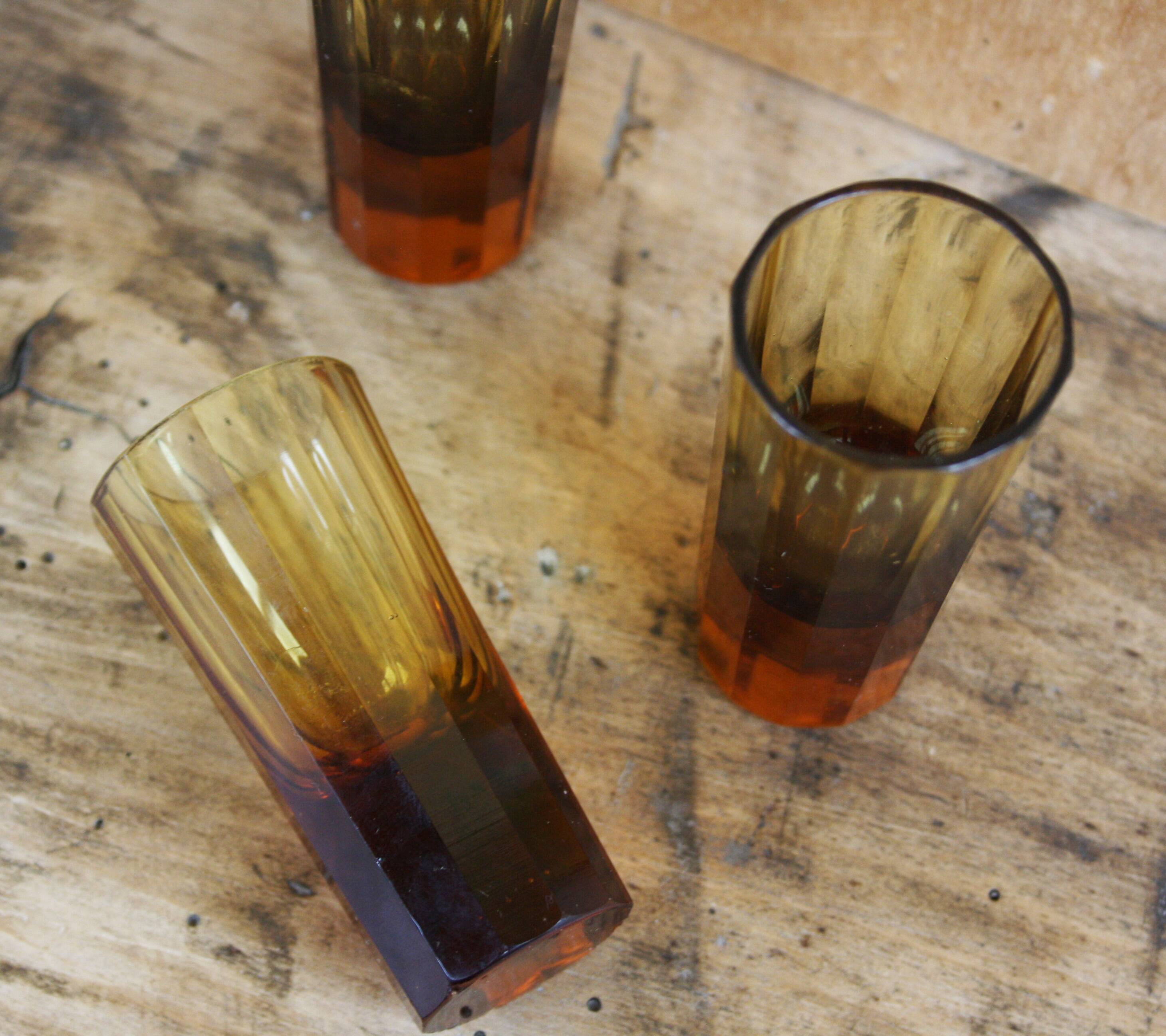 Three vintage shot glasses