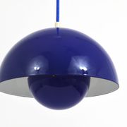 Blue enamelled suspension flowerpot by Verner Panton for Louis Poulsen, Denmark, 1969.