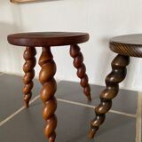 Duo of vintage stools wood turned