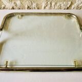 Table d'appoint en verre et laiton avec porte revues, circa 1970