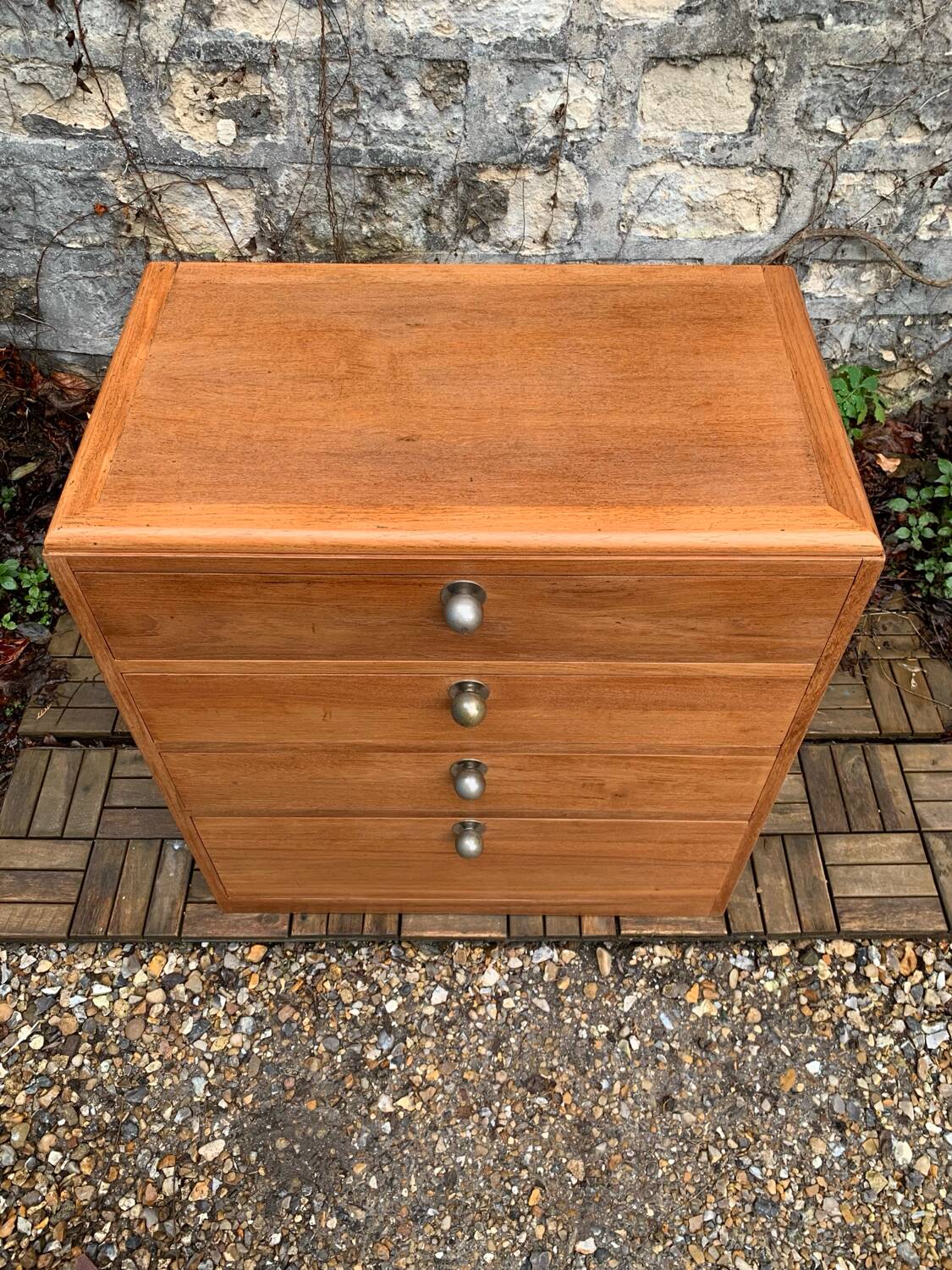 Vintage chest of drawers in solid raw wood from 1950