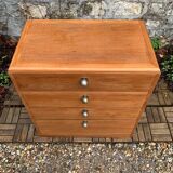 Vintage chest of drawers in solid raw wood from 1950