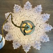 Vintage lampshade suspension in pale pink clichy glass
