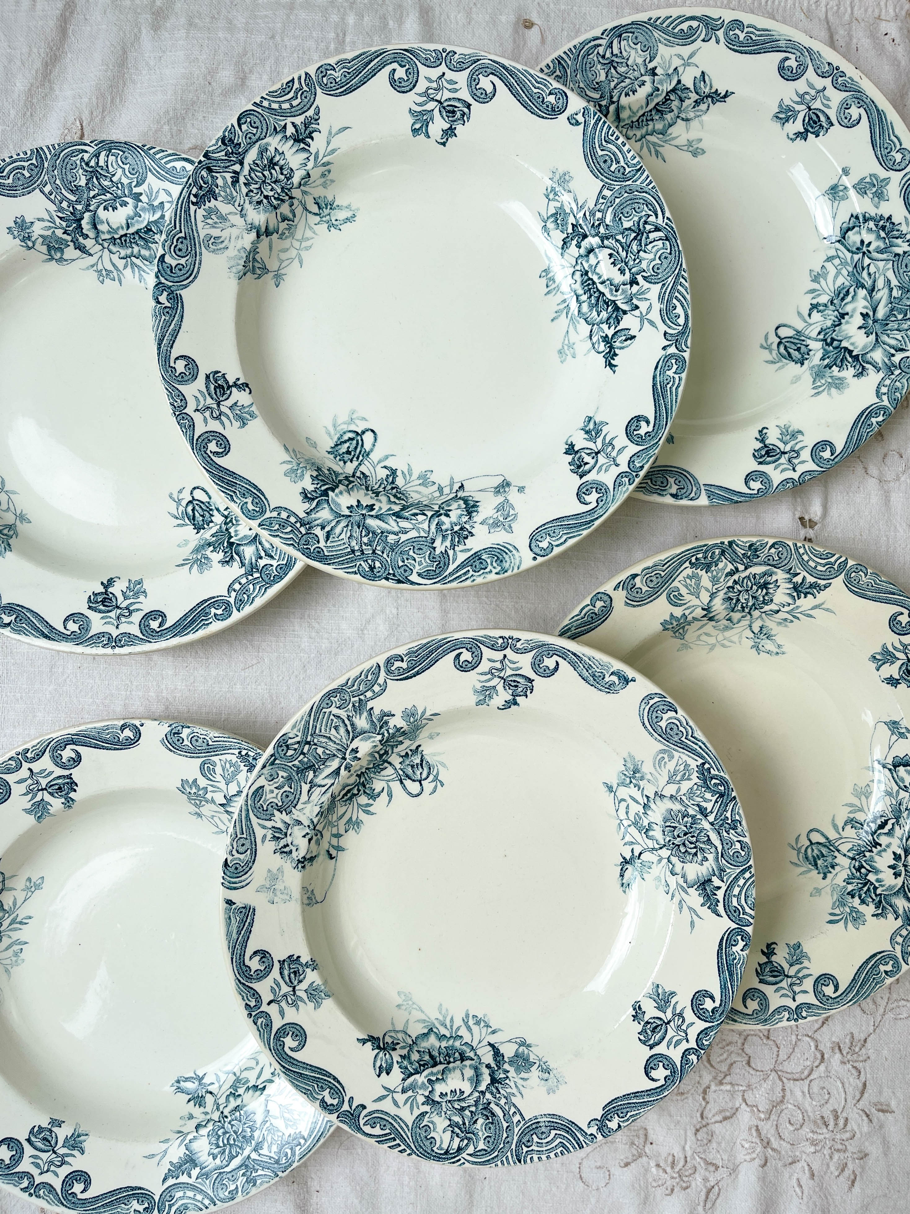6 assiettes creuses vintage terre de fer clairefontaine modèle "pavot"