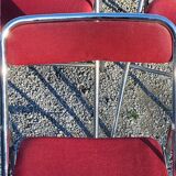 Set de 9 chaises pliantes  des années 70 tweed et métal chromé
