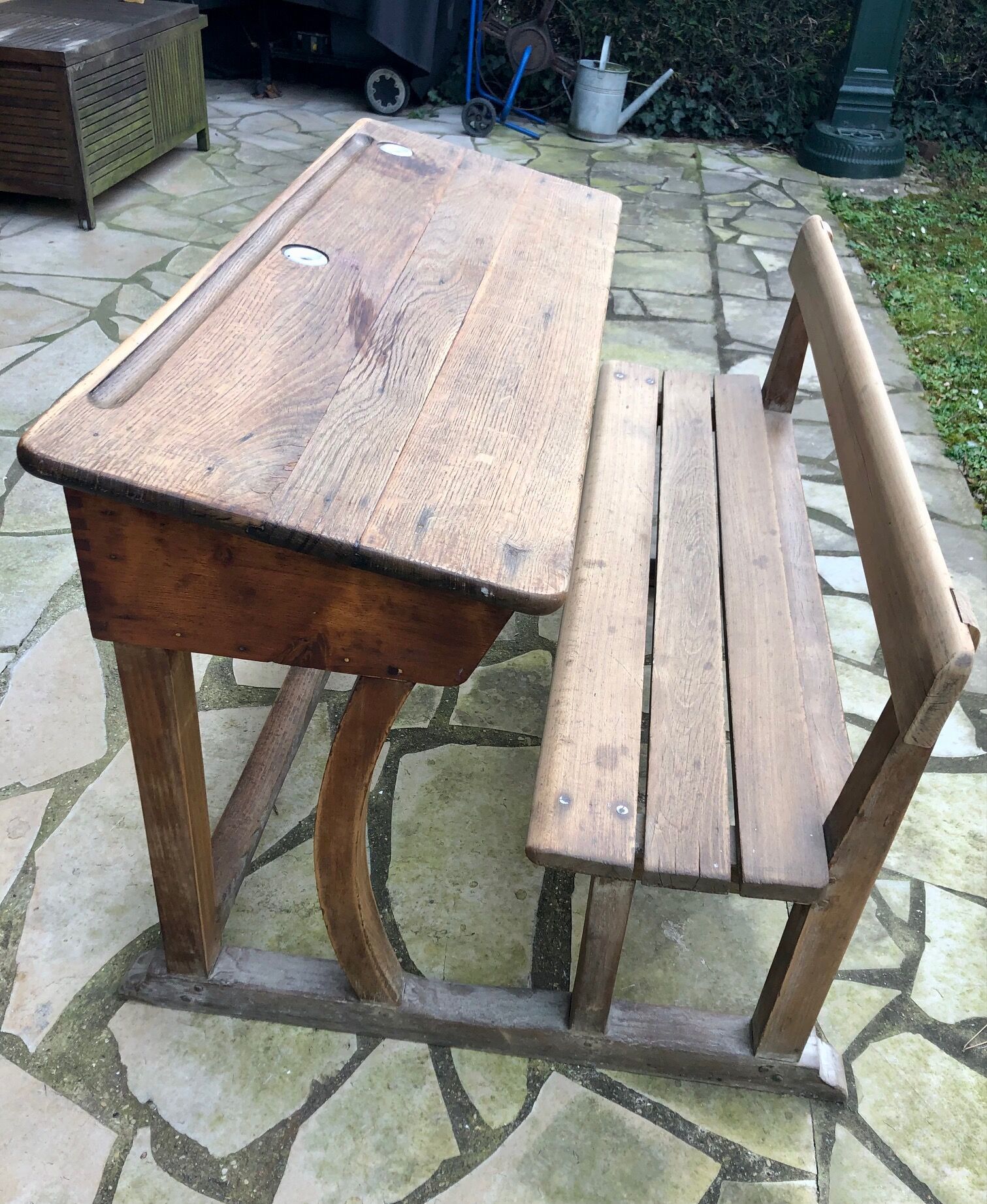 Vintage wooden school desk for children