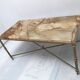 Coffee table with gilded metal base and onyx top from the 60/70