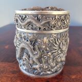 Chiseled Solid Silver Tea Box Vietnam