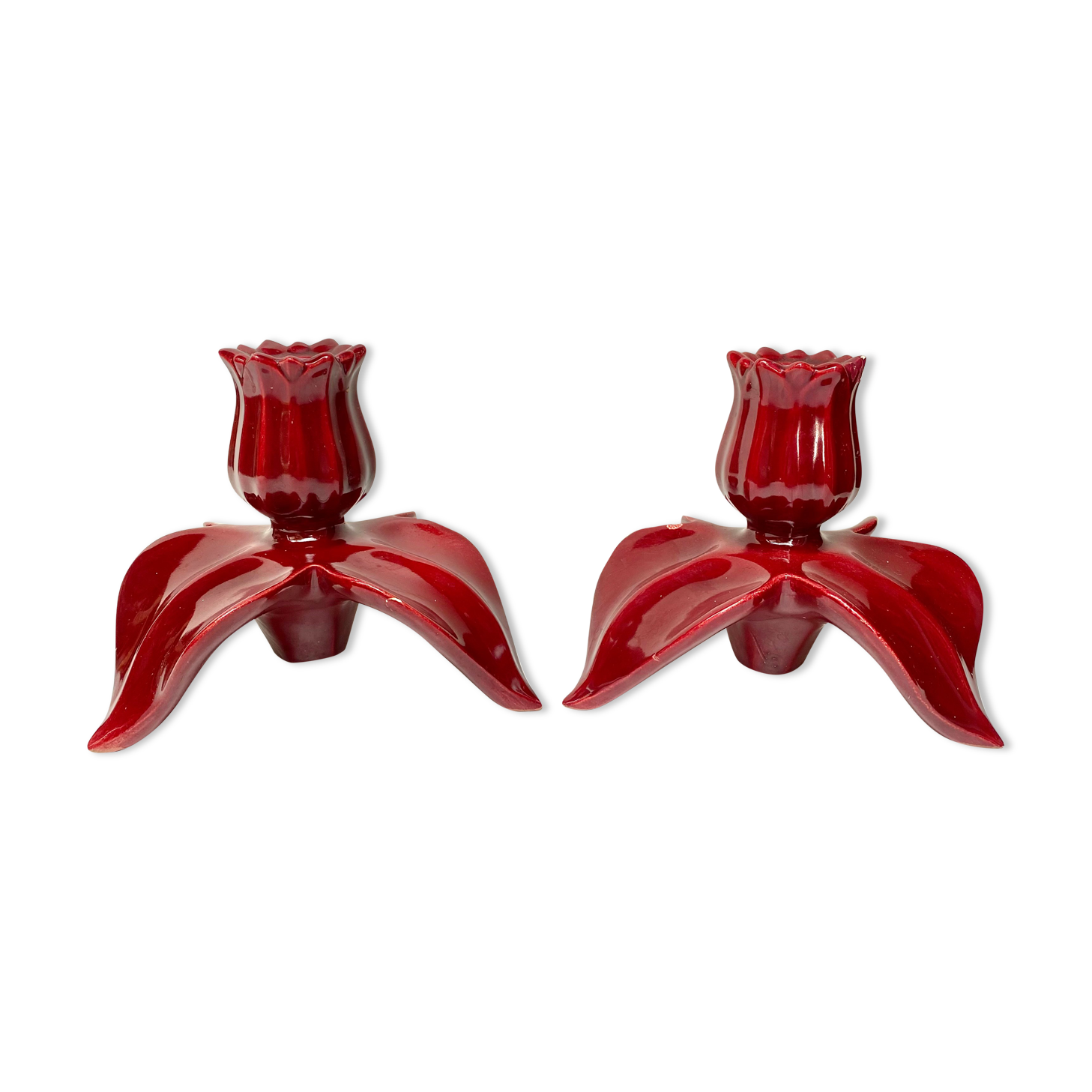 Pair of ceramic cab candlesticks