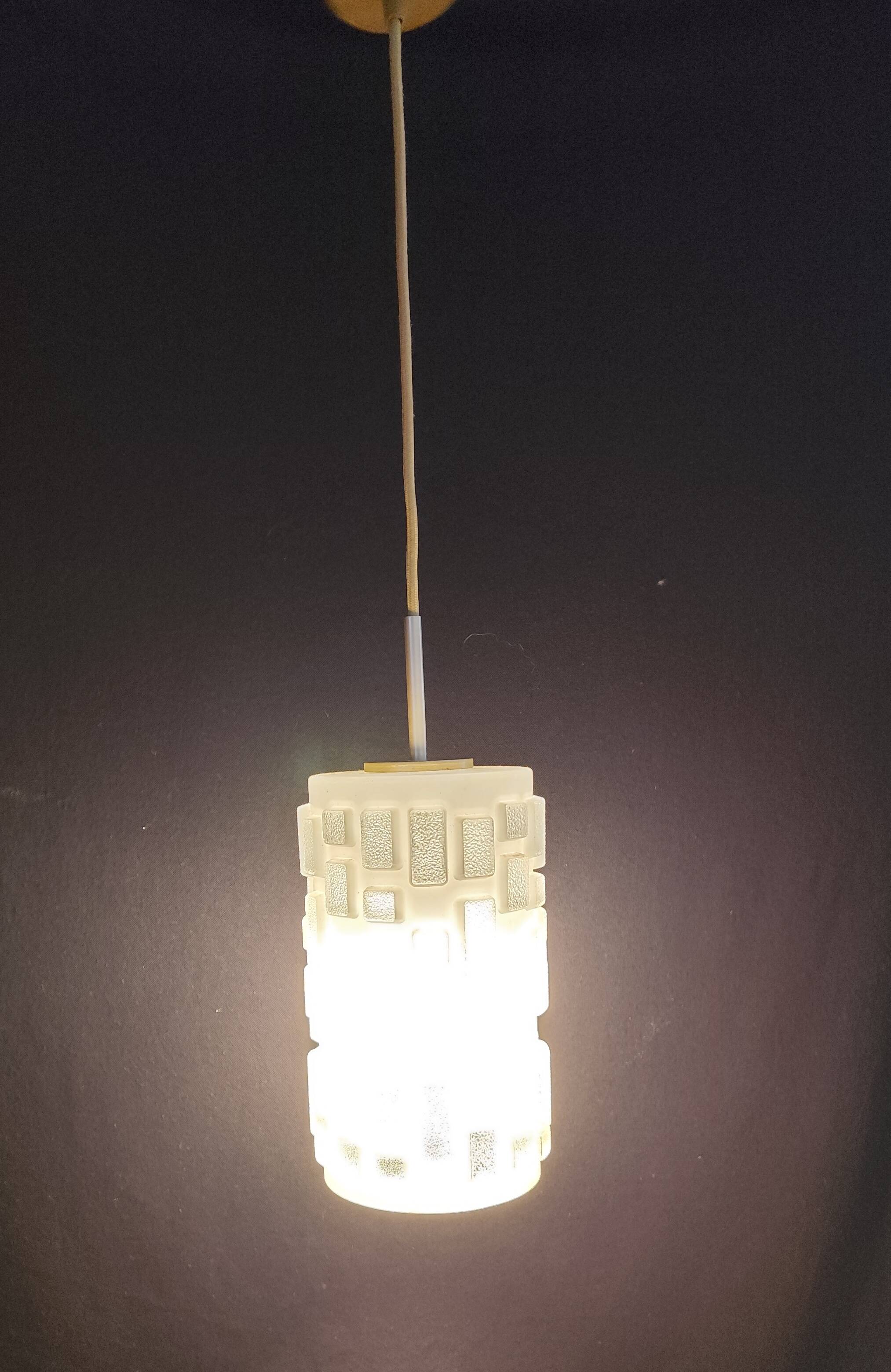 Glass suspension Peill & Putzler 1970s design lamp