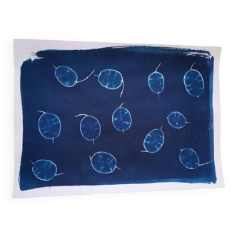 Cyanotype bleu vintage monnaie du pape