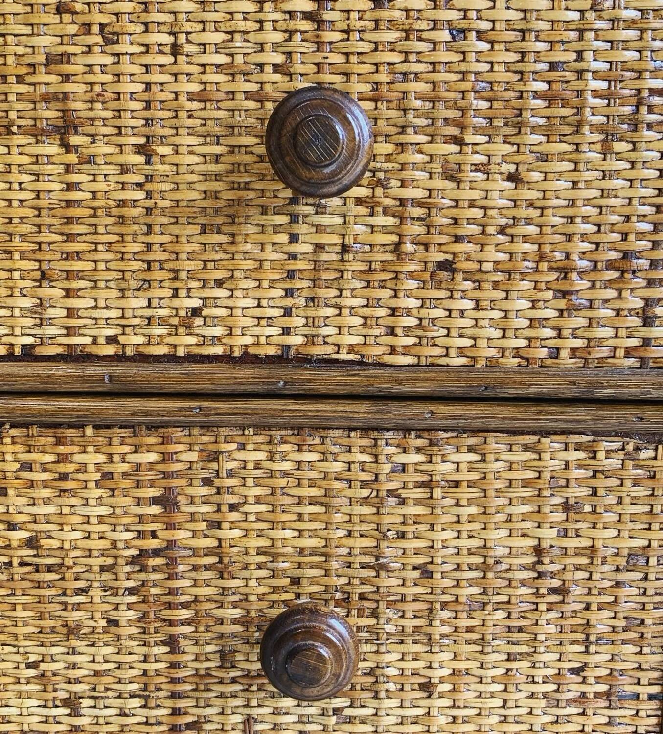 Vintage bamboo and wood rattan desk