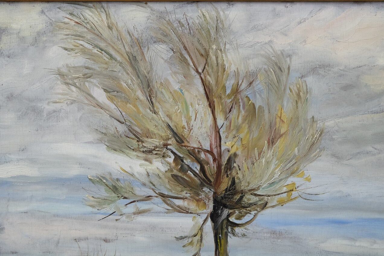 Scandinavian modern painting, 1929, Oil on board.