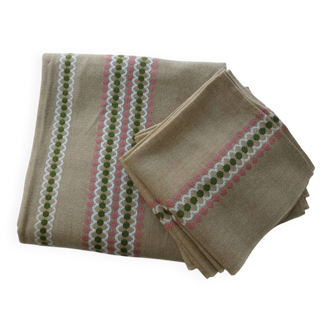 Vintage tablecloth and its 12 dralon napkins.