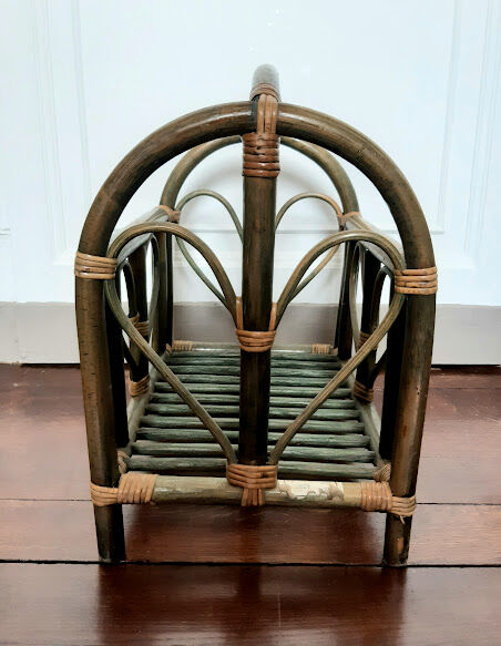 Indonesian magazine holders made of bamboo and vintage green rattan