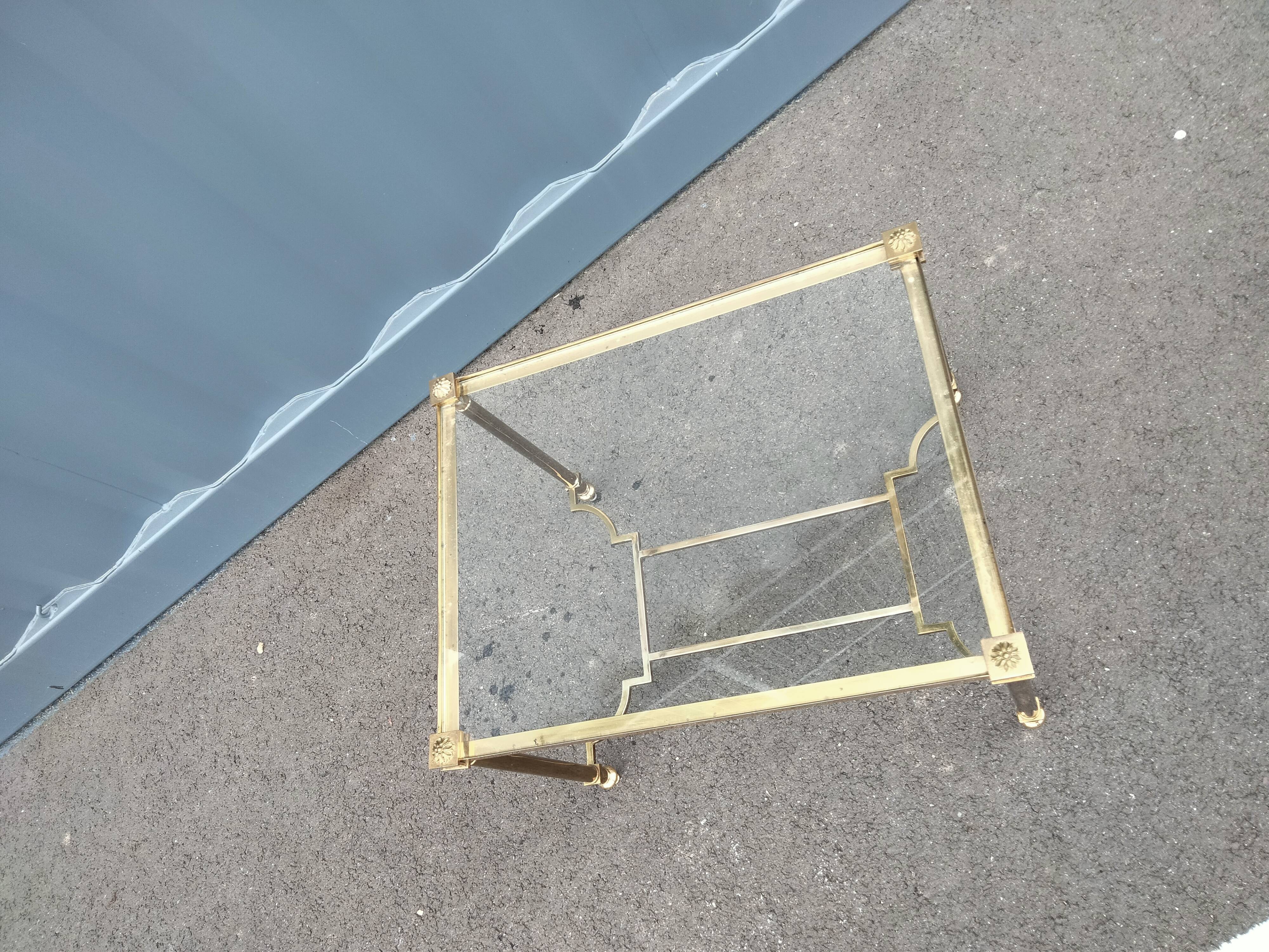 Old coffee table side metal gilded top glass style Louis XVl