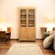 Parisian glass cabinet in solid raw oak, 1950