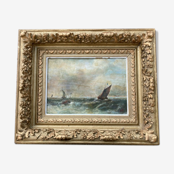 Painting - Navy - XIXth golden frame