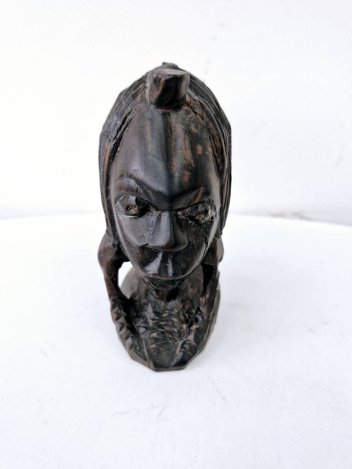 African woman bust in ebony wood hand carved ethnic art