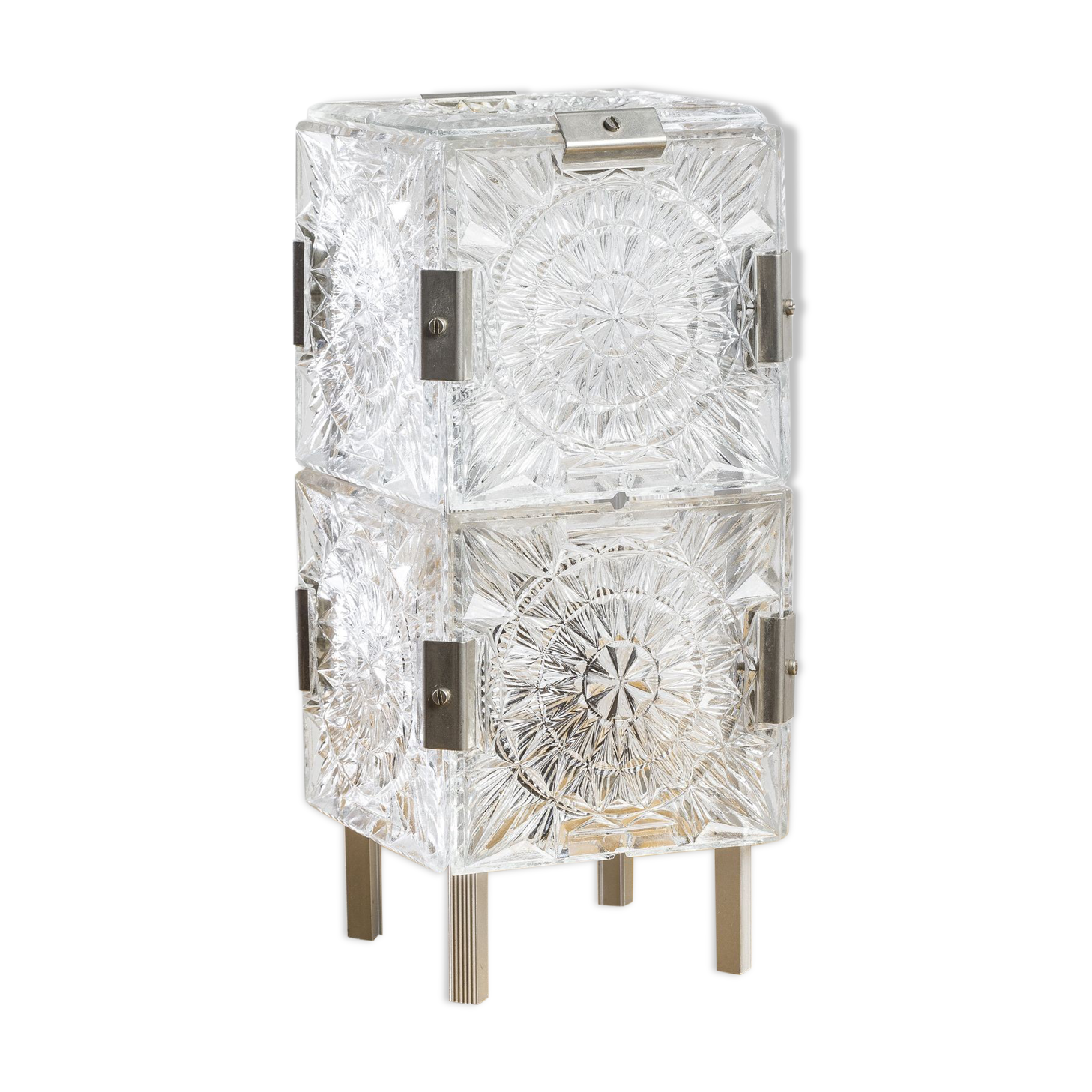 Ensemble de 2 lampes de table verre taillé de Kamenický Šenov, 70 ' s