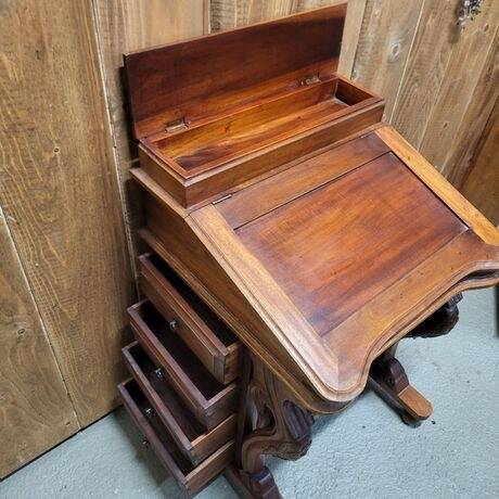 Small secretary desk / wooden storage desk in antique style.