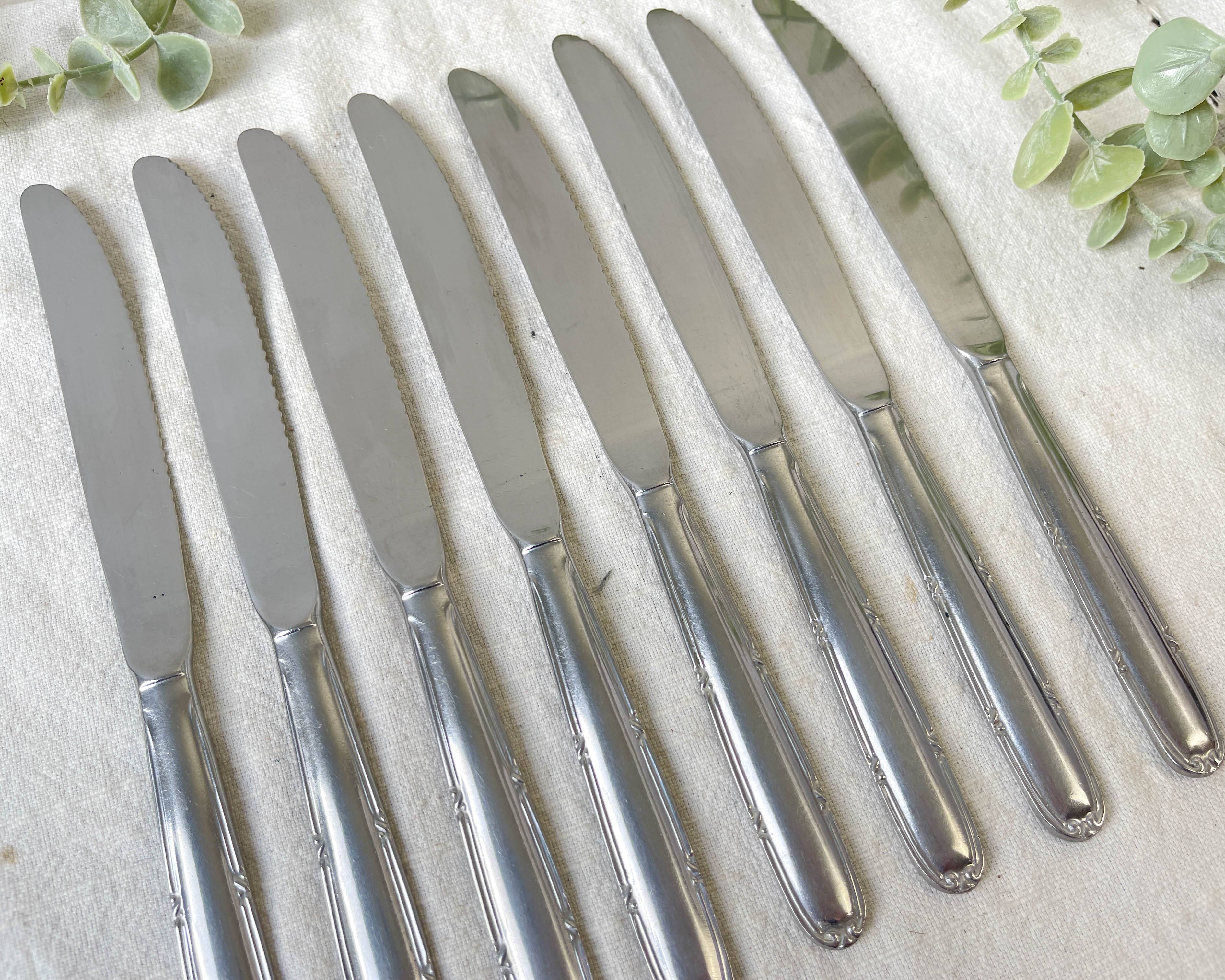 8 vintage stainless steel knives made in France