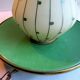 Green sheet metal and globe glass hanging lamp