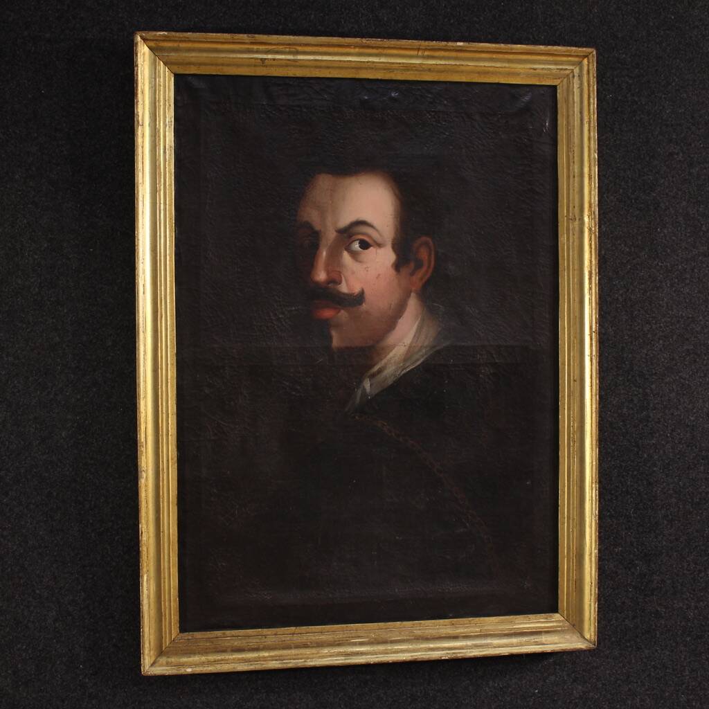 Antique Spanish painting portrait of a gentleman from the 18th century