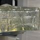 Plafonnier carré en verre vintage, motif soleil.
