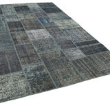 Handwoven Oriental Vintage 205 cm x 303 cm Grey Patchwork Carpet