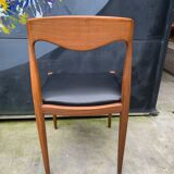 Set of 6 Scandinavian chairs in teak and skai