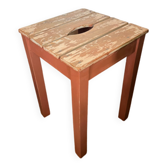 Tabouret en bois vintage patiné