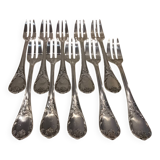 10 silver-plated cake forks by Christofle, Marly pattern