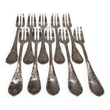 10 silver-plated cake forks by Christofle, Marly pattern