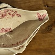 Saucier ancienne en faïence rose de Badonviller modèle Jasmin