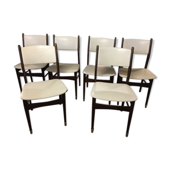 Lot de six chaises style scandinave années 1960