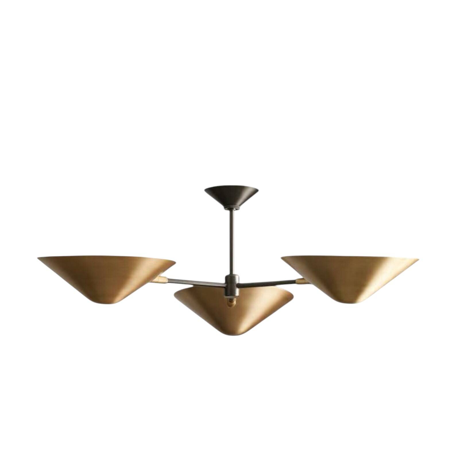 1950s Mid Century Brass Simms 3-Light Sputnik Chandelier – Curved Arm Linea