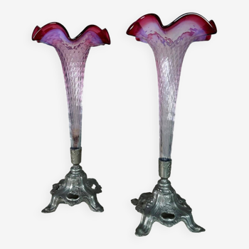 2 vases cornet Art Nouveau