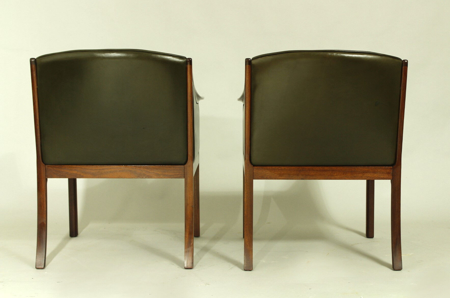 Pair of Leather Lounge Chairs by Ole Wanscher, 1950s