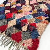 Tapis berbère Boucherouite vintage à losanges multicolores 173x146cm