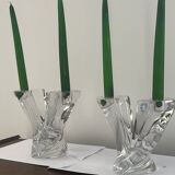 pair of crystal candlesticks signed Schneider 1970