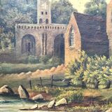 Tableau ancien paysage sur toile, XIX Siècle