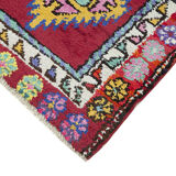 Handwoven decorative anatolian red runner carpet 87 cm x 395 cm