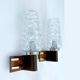 Pair Vintage Danish Bubble Blass Wood sconces