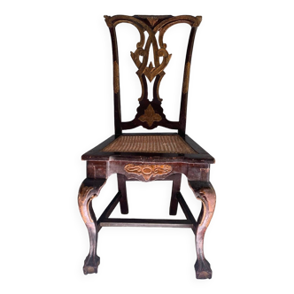 Chaise Chippendale en bois sculpté cannée d'époque XVIIIème