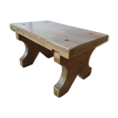 Banc ancien tabouret bas en chêne massif esprit brutaliste