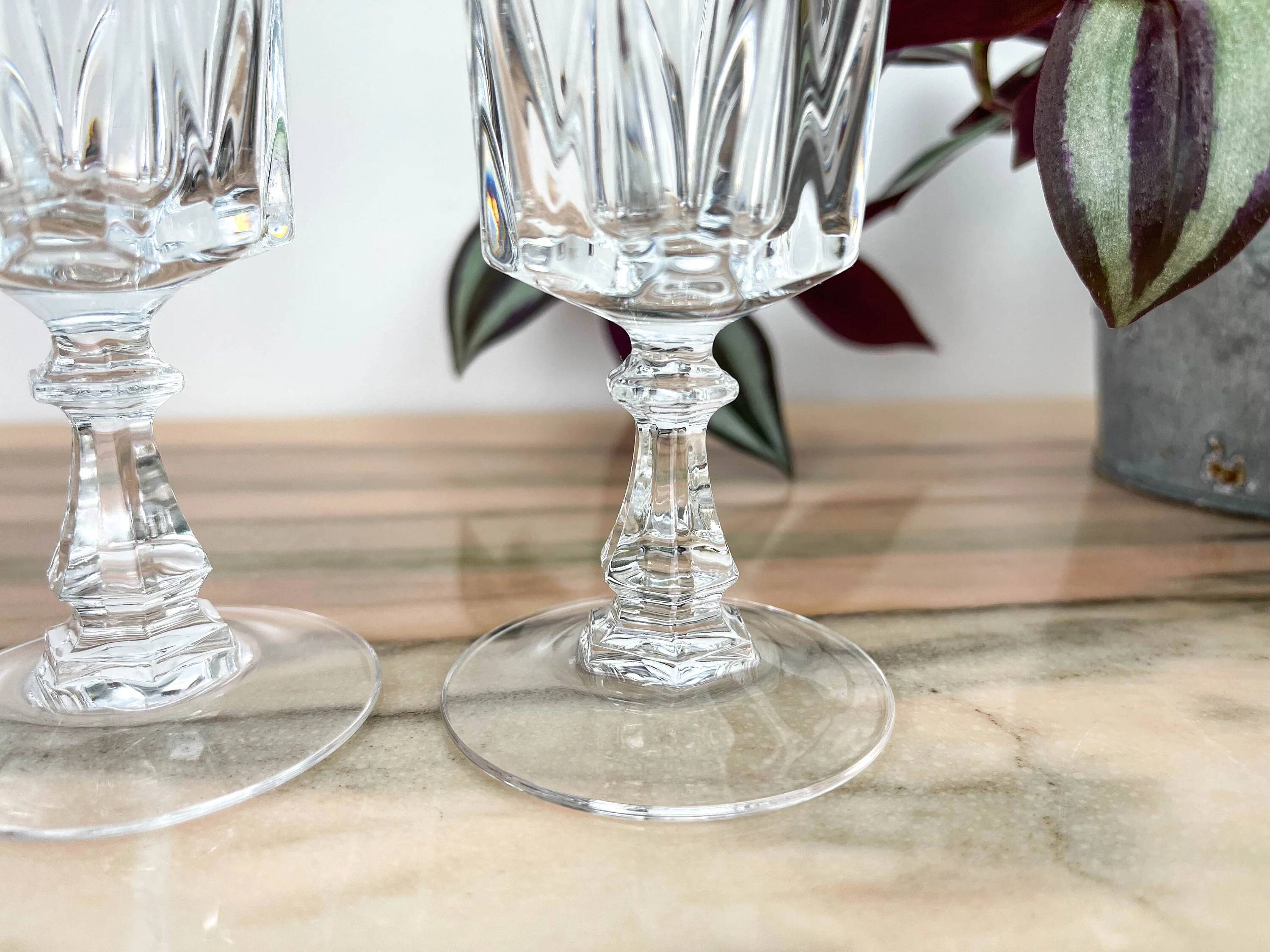 6 crystal champagne flutes from Cristal D'Arques, Louvre model.