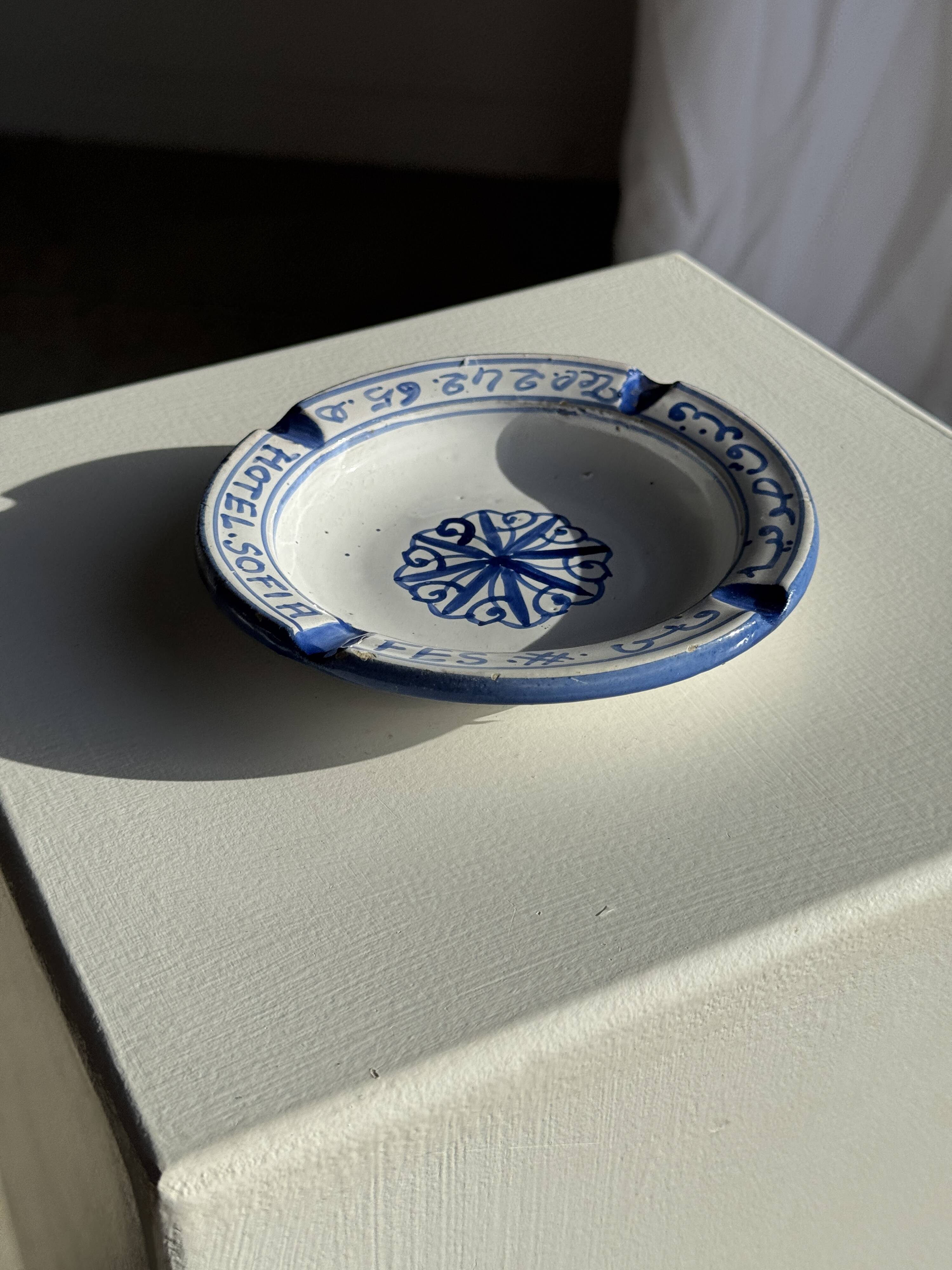Blue and white ashtray from the Sofia Hotel in Fes D13