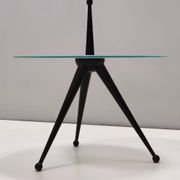 Tripod Beech and Glass Side Table in the Style of Cesare Lacca, Italy, 1980