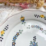 Ancienne Assiette Faïence Française XVIIIème NEVERS Petites fleurs bleues